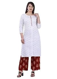 Women's Rayon Kurti  Palazzo with Dupatta Set (MC-POLKA-M_White_Medium)-thumb3