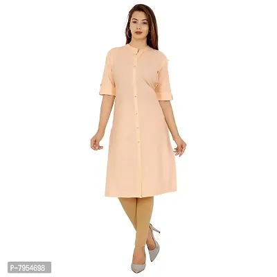 Golden Buta Women's Cotton Golden Button Straight Kurti(M206,M,Peach)