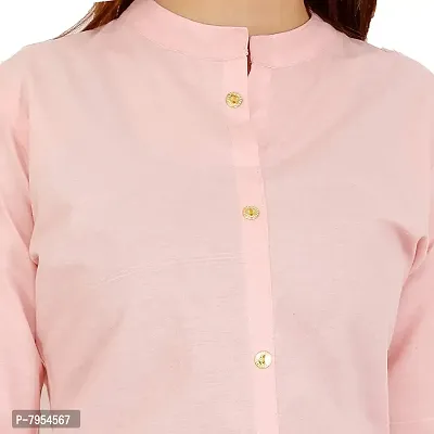 Golden Buta Women's Cotton Golden Button Straight Kurti(M203,M,BABYPINK)-thumb4