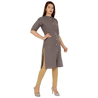 Golden Buta Women's Cotton Golden Button Straight Kurti(M215,L,Darkgrey)-thumb2