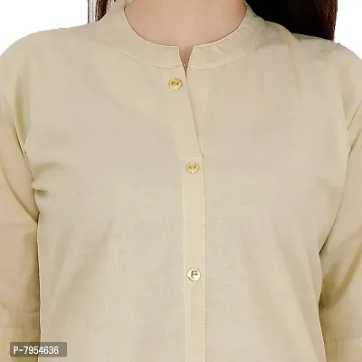 Golden Buta Women's Cotton Golden Button Straight Kurti(M205,M,Beige)-thumb5