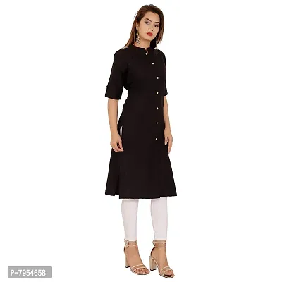 Golden Buta Women's Cotton Golden Button Straight Kurti(M213,XL,Black)-thumb3