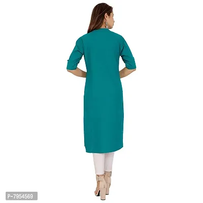 Golden Buta Women's Cotton Golden Button Straight Kurti(M202,XL,Turquiose)-thumb4