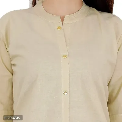 Golden Buta Women's Cotton Golden Button Straight Kurti(M205,XXL,Beige)-thumb5