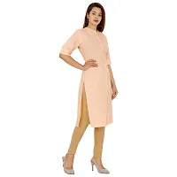 Golden Buta Women's Cotton Golden Button Straight Kurti(M206,L,Peach)-thumb1