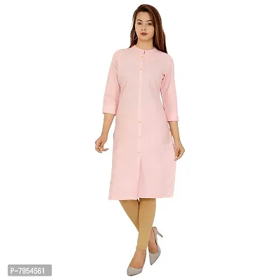 Golden Buta Women's Cotton Golden Button Straight Kurti(M203,L,BABYPINK)