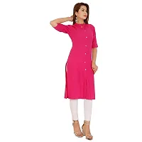 Golden Buta Women's Cotton Golden Button Straight Kurti(M210,L,Pink)-thumb1