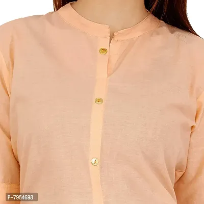 Golden Buta Women's Cotton Golden Button Straight Kurti(M206,M,Peach)-thumb5