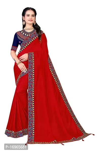 Zalora lifestyle Womens Solid Kumarika Saree with Unstitched Blouse Piece -Red