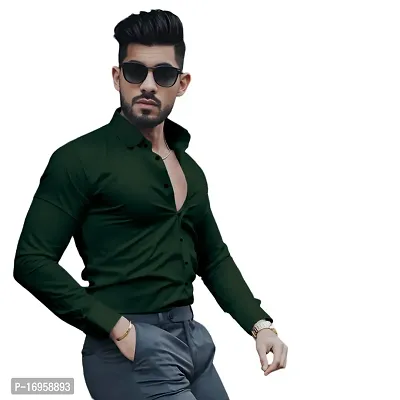 Zalora Lifestyle Green Cotton Solid Long Sleeves Casual Shirts For Men