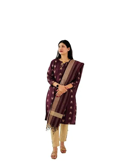 Stylish Khadi Cotton Printed Straight Kurtis Bottom And Dupatta Set