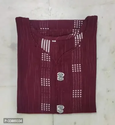 Stylish Maroon Khadi Cotton Kurta For Women-thumb0