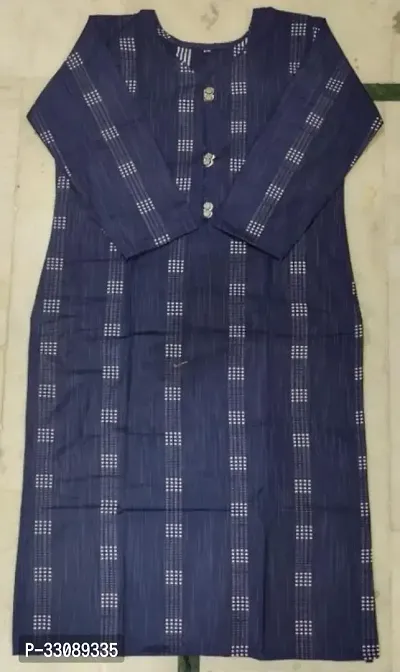 Stylish Navy Blue Khadi Cotton Kurta For Women-thumb0