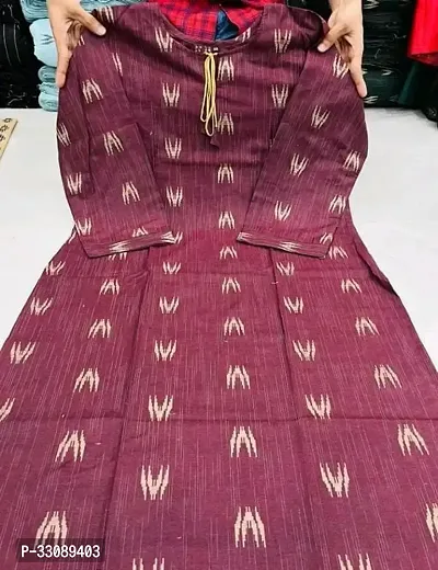 Stylish Maroon Khadi Cotton Kurta For Women