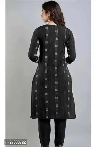 Black Cotton Trendy Womens Kurti With Bottomwear And Dupatta-thumb2