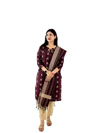 Maroon Ikat Cotton Trendy Womens Kurti witrh Bottomwear  and Dupatta-thumb1