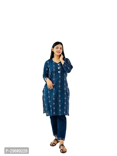 Blue Keypad Cotton Trendy Womens Kurti witrh Bottomwear  and Dupatta-thumb2