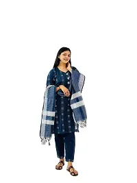 Blue Keypad Cotton Trendy Womens Kurti witrh Bottomwear  and Dupatta-thumb3