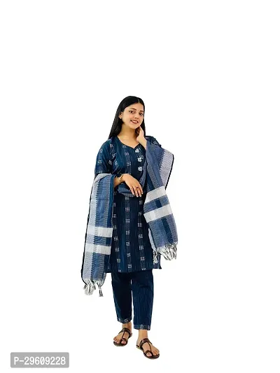 Blue Keypad Cotton Trendy Womens Kurti witrh Bottomwear  and Dupatta-thumb4