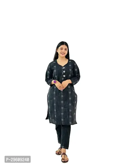 Black Keypad Cotton Trendy Womens Kurti witrh Bottomwear  and Dupatta-thumb2