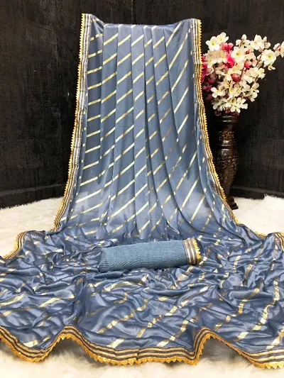 Elegant Silk Blend Sarees With Blouse Piece