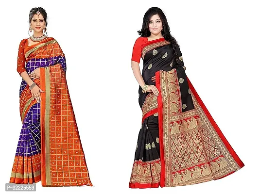 Beautiful Polycotton Printed Women Saree without Blouse piece-Pack Of 2