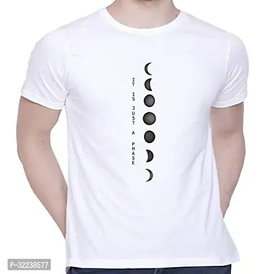 Reliable White Cotton Blend Printed Round Neck T-Shirt For Men