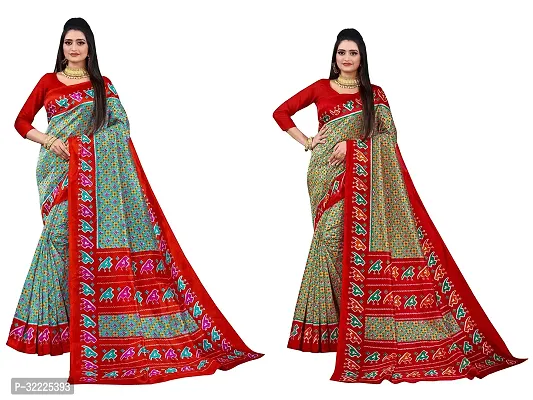 Beautiful Polycotton Printed Women Saree without Blouse piece-Pack Of 2