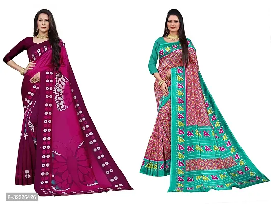 Beautiful Polycotton Printed Women Saree without Blouse piece-Pack Of 2