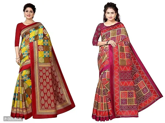 Beautiful Polycotton Printed Women Saree without Blouse piece-Pack Of 2