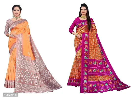 Beautiful Polycotton Printed Women Saree without Blouse piece-Pack Of 2