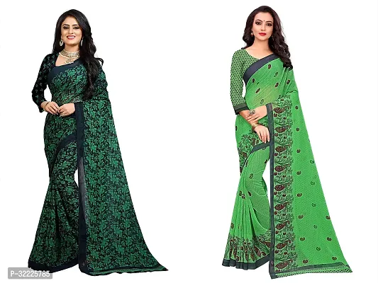 Beautiful Polycotton Printed Women Saree without Blouse piece-Pack Of 2