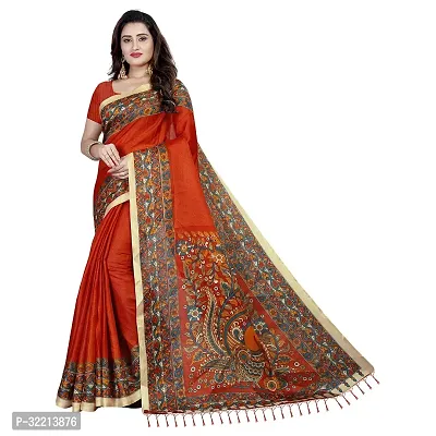 Elegant Red Polycotton Printed Saree For Women-thumb0