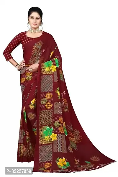 Beautiful Polycotton Printed Women Saree without Blouse piece