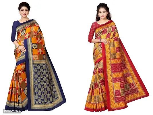 Beautiful Polycotton Printed Women Saree without Blouse piece-Pack Of 2