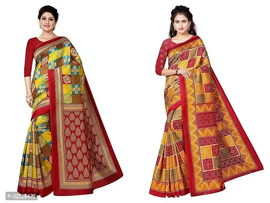 Beautiful Polycotton Printed Women Saree without Blouse piece-Pack Of 2