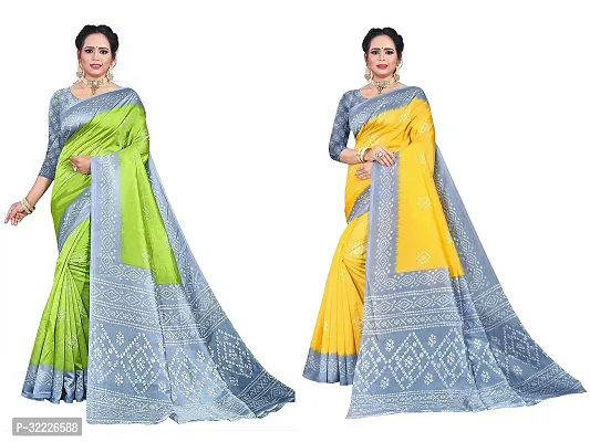 Beautiful Polycotton Printed Women Saree without Blouse piece-Pack Of 2