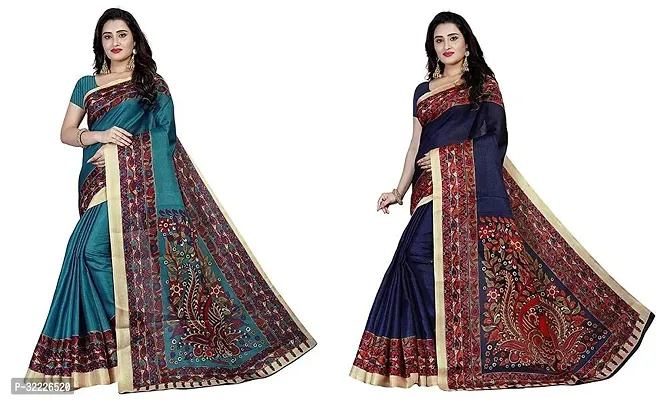 Beautiful Polycotton Printed Women Saree without Blouse piece-Pack Of 2