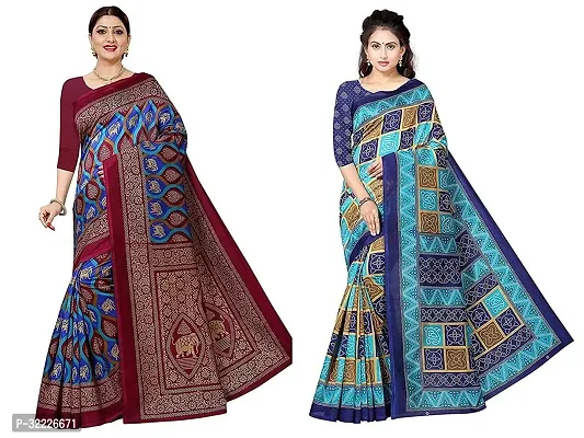 Beautiful Polycotton Printed Women Saree without Blouse piece-Pack Of 2