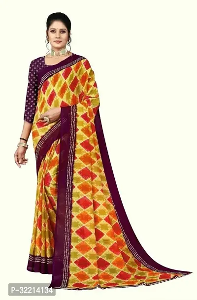 Elegant Multicoloured Polycotton Printed Saree For Women-thumb0