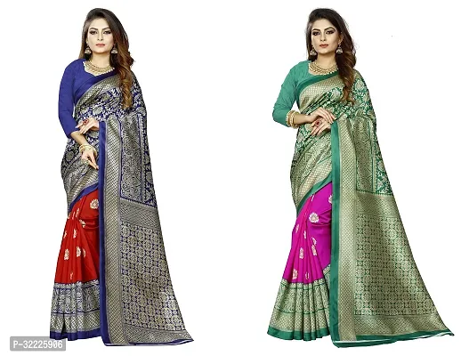 Beautiful Polycotton Printed Women Saree without Blouse piece-Pack Of 2-thumb0