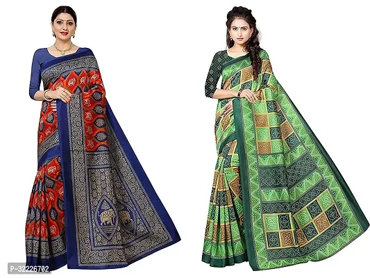 Beautiful Polycotton Printed Women Saree without Blouse piece-Pack Of 2