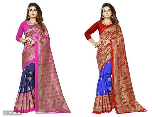 Beautiful Polycotton Printed Women Saree without Blouse piece-Pack Of 2