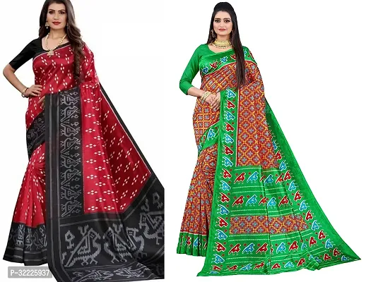 Beautiful Polycotton Printed Women Saree without Blouse piece-Pack Of 2-thumb0