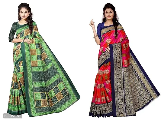 Beautiful Polycotton Printed Women Saree without Blouse piece-Pack Of 2