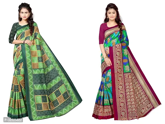 Beautiful Polycotton Printed Women Saree without Blouse piece-Pack Of 2