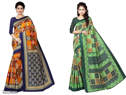 Beautiful Polycotton Printed Women Saree without Blouse piece-Pack Of 2