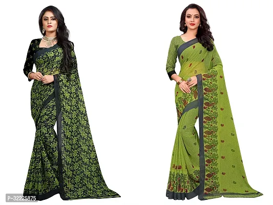 Beautiful Polycotton Printed Women Saree without Blouse piece-Pack Of 2