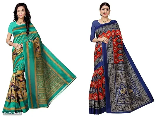 Beautiful Polycotton Printed Women Saree without Blouse piece-Pack Of 2