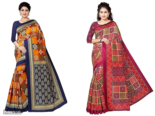 Beautiful Polycotton Printed Women Saree without Blouse piece-Pack Of 2